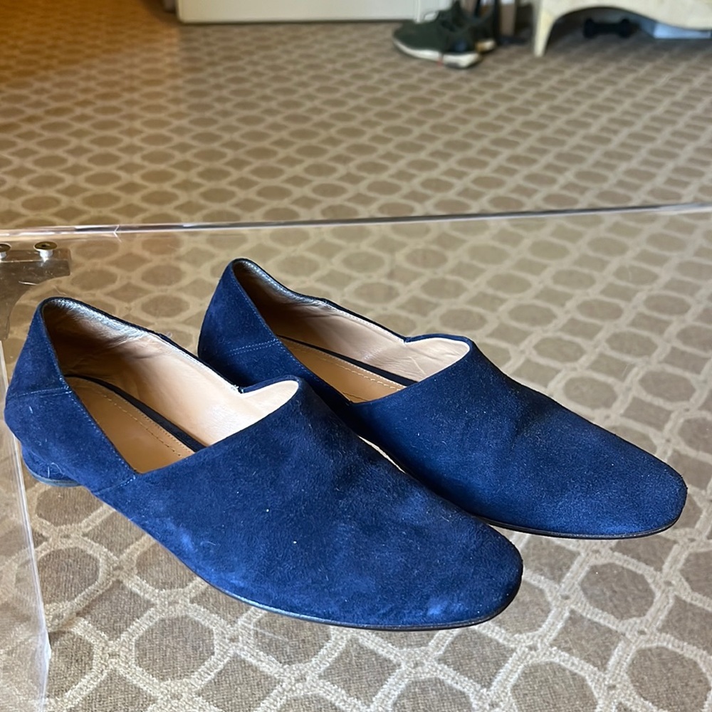The Row Navy Suede loafers